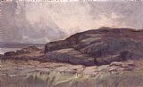 Edward Mitchell Bannister Wall Art - landscape with rock